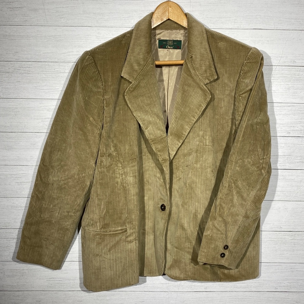Orvis Corduroy vintage blazer women’s 20 tan beige thick texture Made in USA
